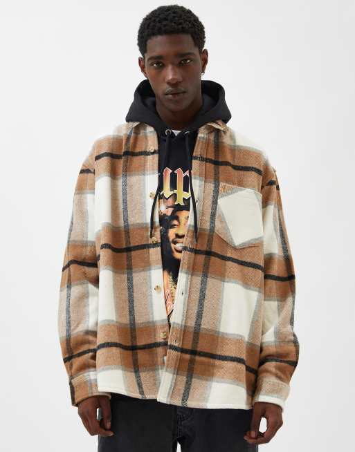 Pull&Bear - Ternet overskjorte i brun