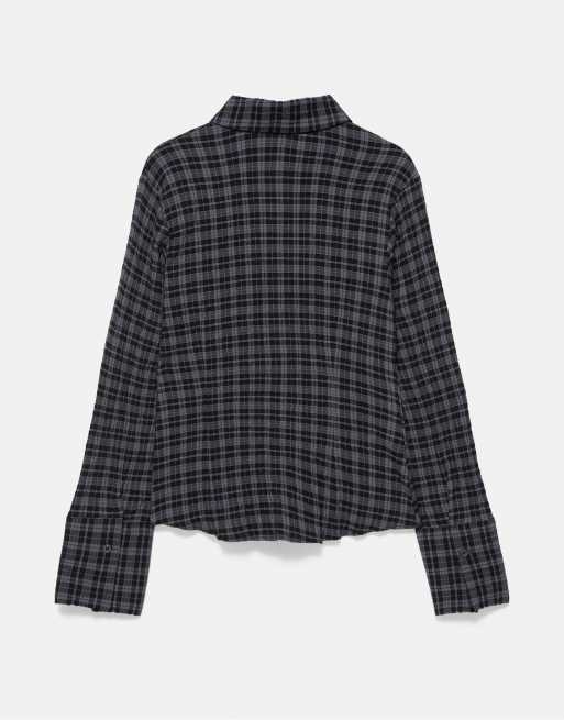 Pull&Bear ternet skjorte med indsnit i grå, 7 af 7