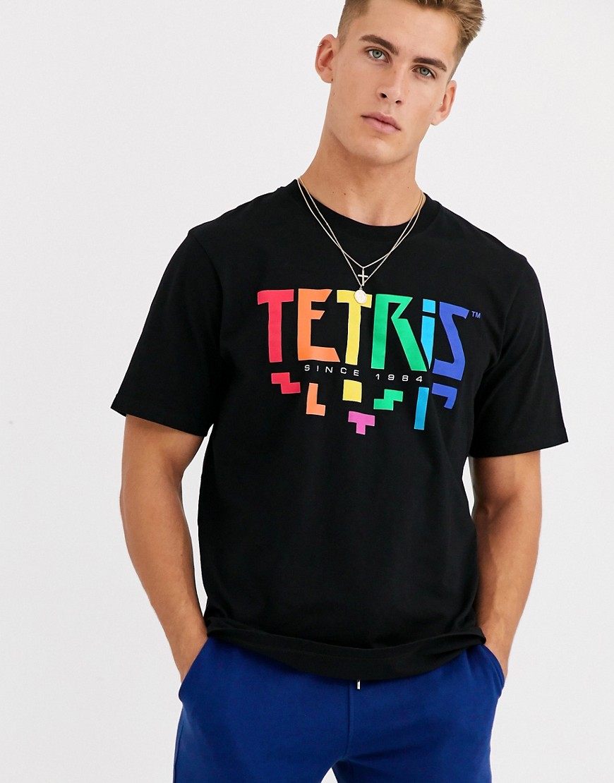 Pull&Bear - Tetris - T-shirt nera-Nero