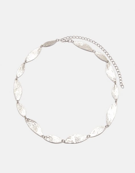 Pull&Bear Textured chain belt in silver - view 1