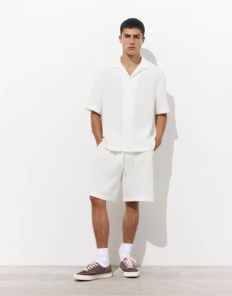Pull&Bear textured crepe co-ord in white - view 1