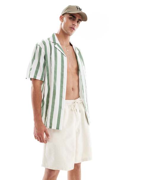 Pull&Bear textured drawstring short co-ord in ecru - view 1