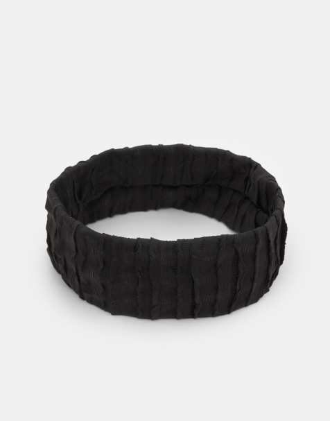 Pull&Bear Textured elasticated headband in black - view 1