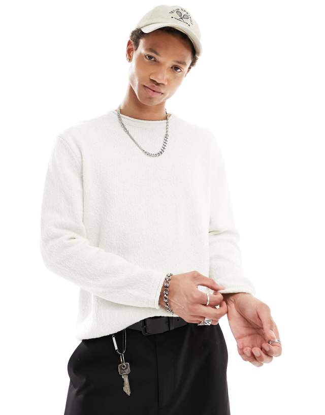 Pull&Bear - textured fine knitted jumper in ecru