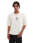 [Pull & Bear] Pull & Bear textured flower vase graphic t-shirt in white M WHITE
