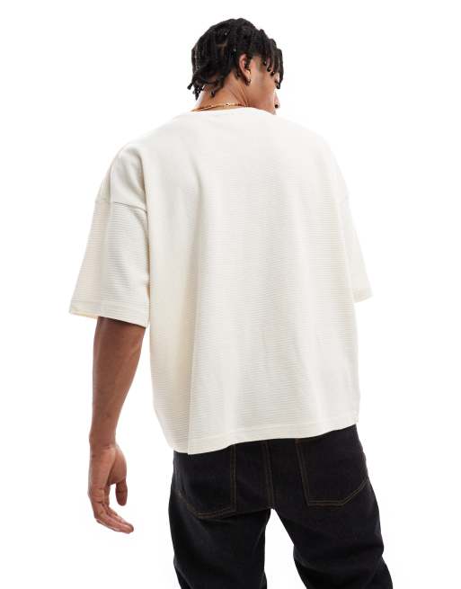 Pull&Bear textured flower vase graphic t-shirt in white