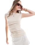 [Pull & Bear] Pull & Bear textured gathered top in beige-Neutral XS BEIGE