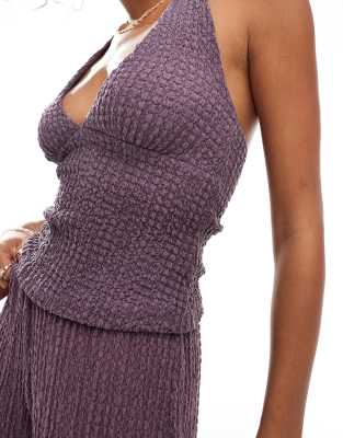 Pull & Bear Textured Halterneck Top
