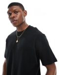 [Pull & Bear] Pull & Bear textured Ottoman t-shirt in black XS BLACK