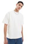 [Pull & Bear] Pull & Bear textured Ottoman t-shirt in white XS WHITE