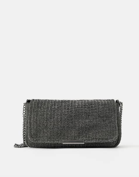 Pull&Bear Textured shoulder bag in silver - view 1