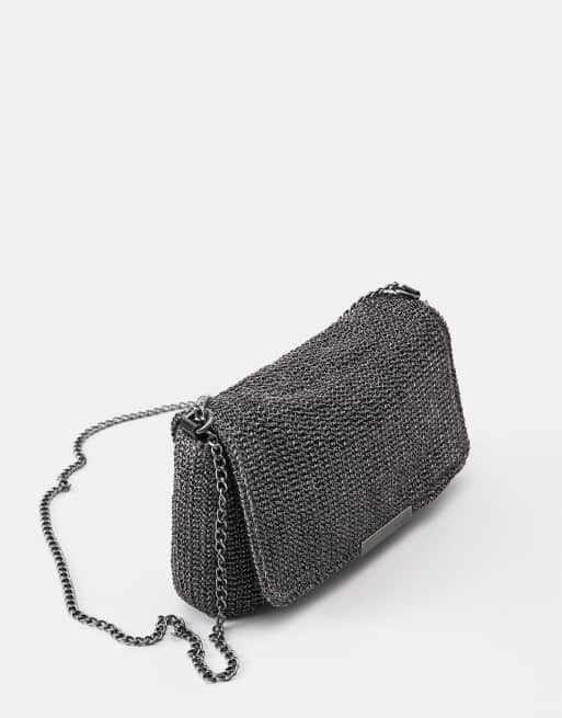 Pull&Bear Textured shoulder bag in silver, 2 of 4