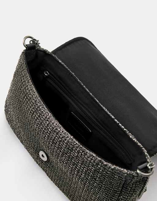 Pull&Bear Textured shoulder bag in silver, 3 of 4