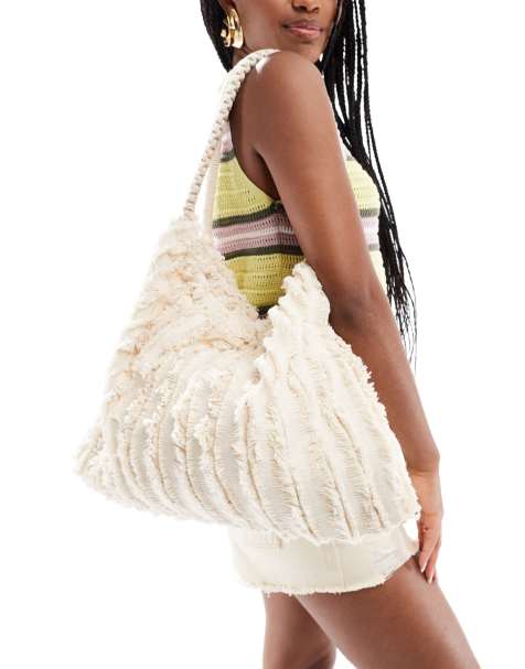 Pull&Bear textured shoulder bag in white - view 1