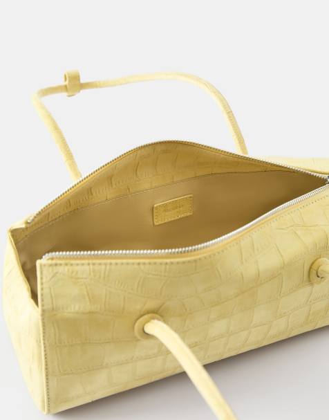 Pull&Bear Textured shoulder bag in yellow - view 1