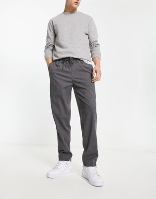 Pull&Bear textured smart trousers in grey exclusive @ ASOS