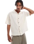 [Pull & Bear] Pull & Bear textured stripe shirt in ecru-Neutral XL Neutral