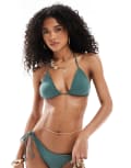 [Pull & Bear] Pull & Bear textured triangle bikini top in green L GREEN