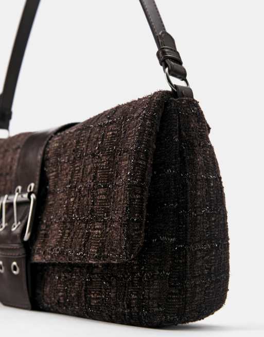 Pull&Bear texturerad axelväska i brun, 3 av 4