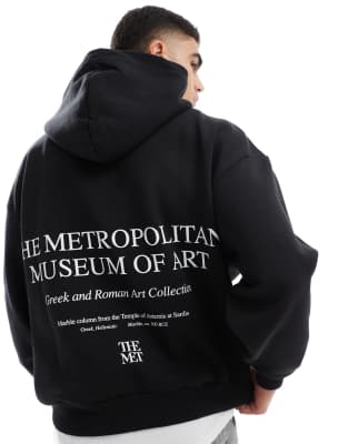 "The Met" printed hoodie in black