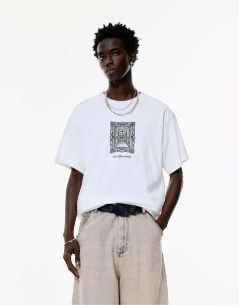 Pull&Bear 'the reception' graphic t-shirt in white - view 1