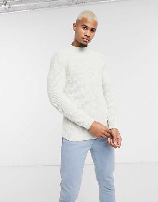 Pull&Bear thick high neck jumper in cream