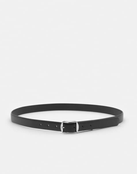 Pull&Bear Thin belt with square buckle in silver - view 1