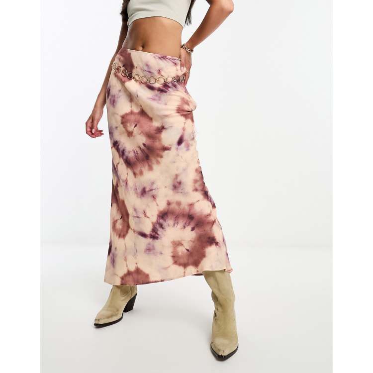 Pull&Bear tie dye maxi skirt in multi | ASOS