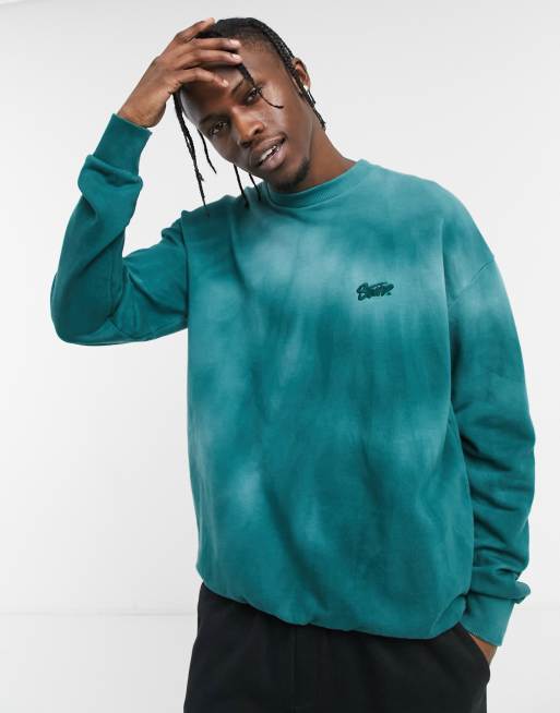 Pull Bear tie dye sweatshirt in green