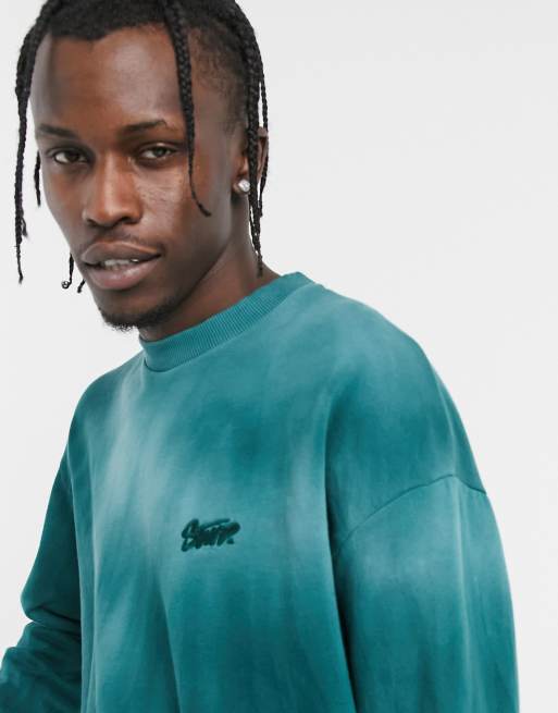 Pull Bear tie dye sweatshirt in green