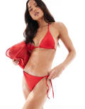 [Pull & Bear] Pull & Bear tie side bikini bottoms in red S RED
