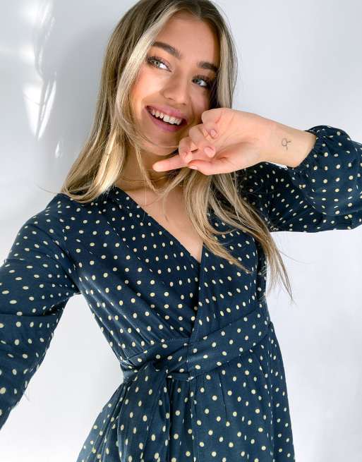 Blue polka dot dress hot sale asos