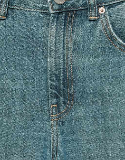 Pull&Bear tief sitzende Baggy-Jeans in Grünblau, 7 von 7