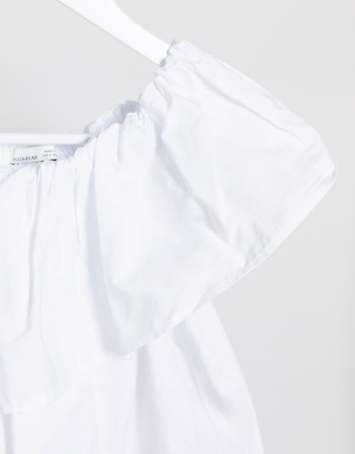 Pull&Bear tiered blouse in white, 4 of 4