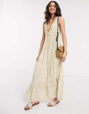 pull and bear yellow dress