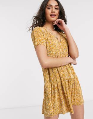 yellow floral print dress