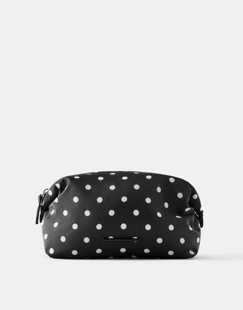 Pull&Bear toilettas met polkadotprint van nylon in zwart - view 1