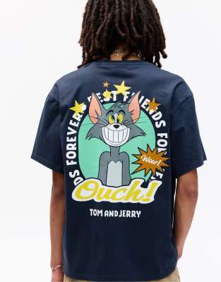 Pull & Bear - Tom and Jerry - T-shirt - Bleu marine
