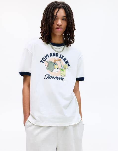 Pull&Bear Tom & jerry t-shirt in off white - view 1