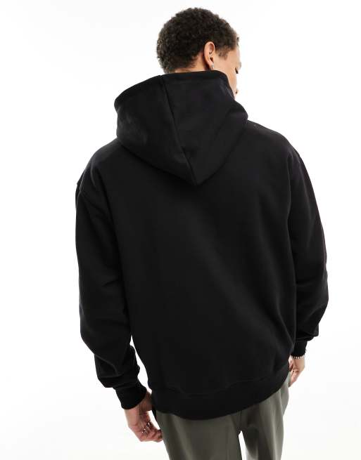 Pull&Bear tonal printed hoodie in black