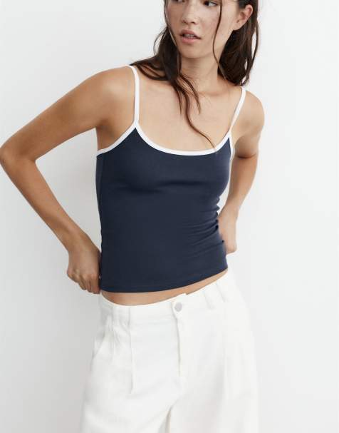 Pull&Bear - Top à bretelles fines - Bleu marine - view 1