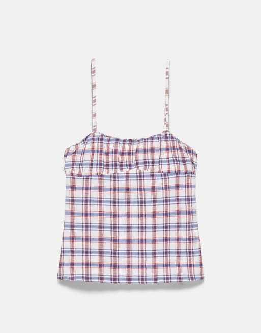 Pull&Bear - Top à carreaux et bretelles - Bleu, 5 de 7