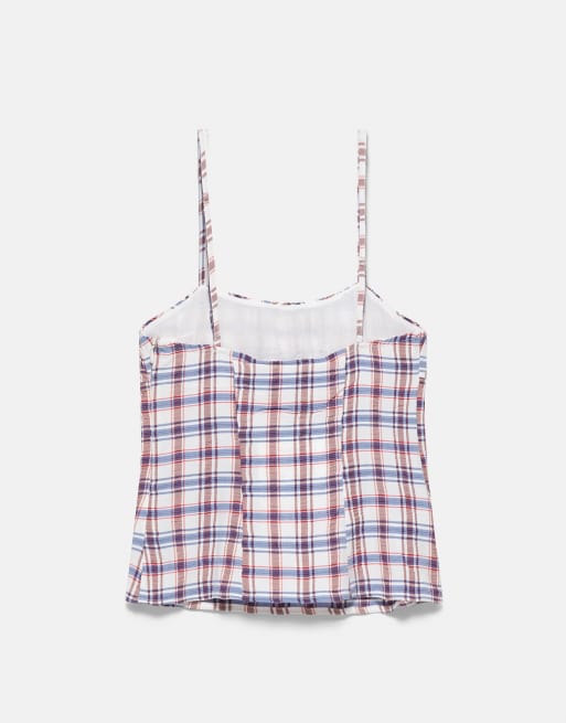 Pull&Bear - Top à carreaux et bretelles - Bleu, 7 de 7