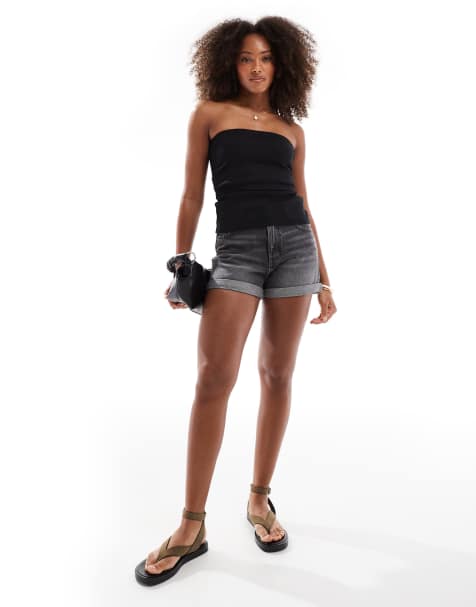 Pull&Bear - Top a fascia nero taglio lungo - view 2