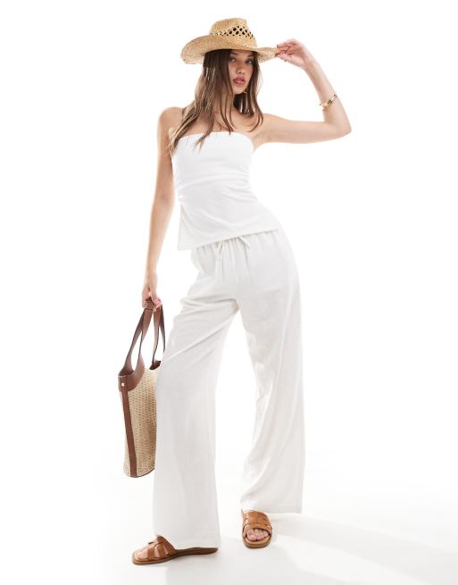 Pull&Bear - Top a fascia taglio lungo bianco