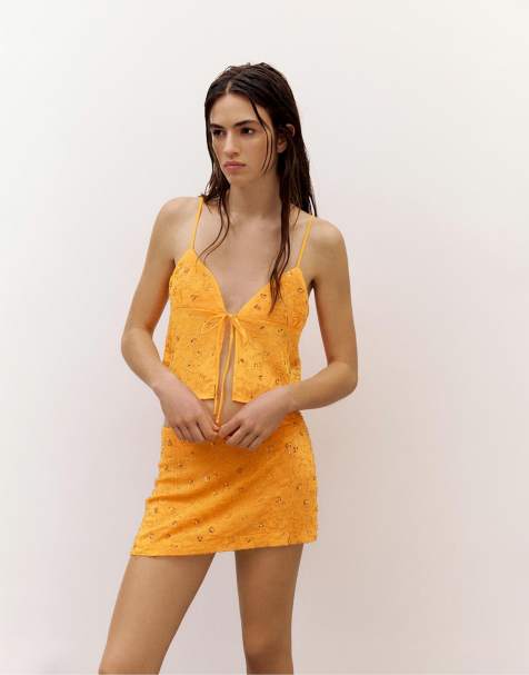 Pull&Bear - Top à sequins et bretelles - Orange - view 1