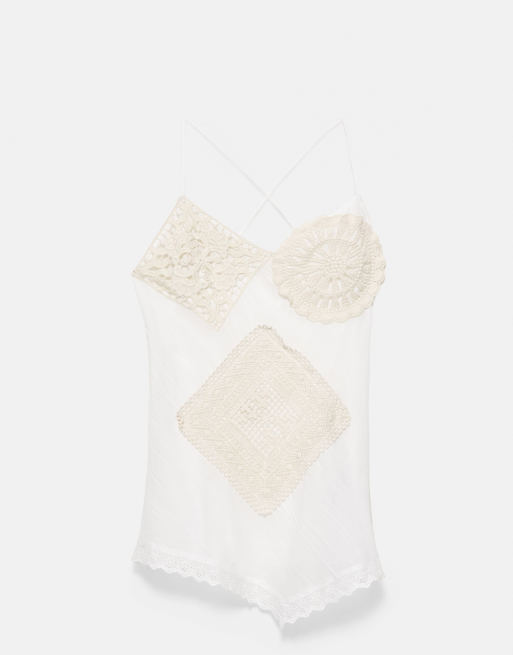 Pull&Bear top asymétrique en crochet blanc, 5 de 7