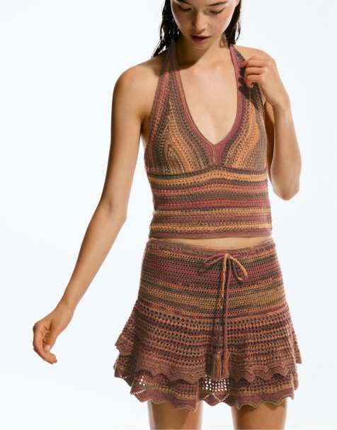 Pull&Bear - Top au crochet teint par section - Terracotta - view 1