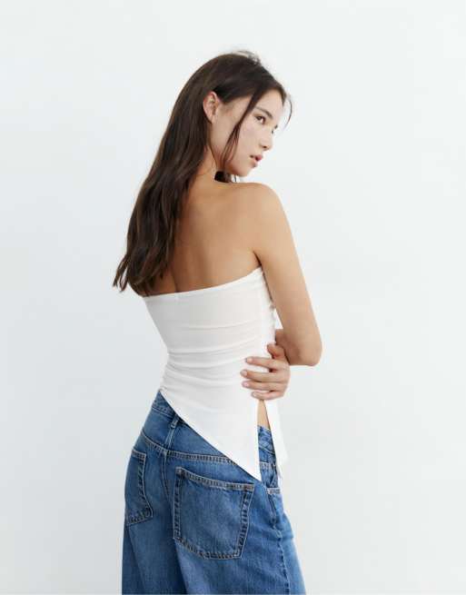 Pull&Bear - Top bandeau asymétrique - Blanc, 4 de 4