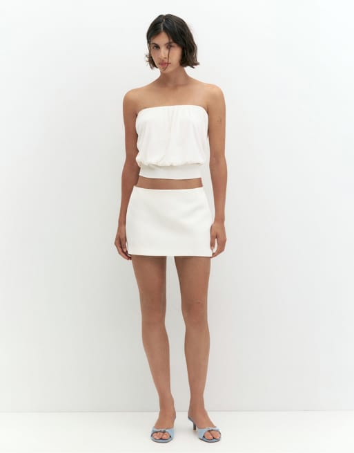 Pull&Bear top bandeau avec ceinture en écru pâle, 5 de 7
